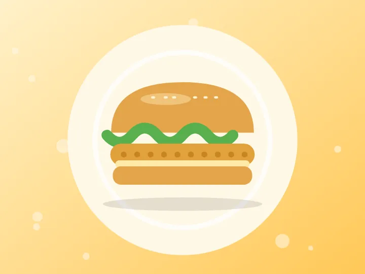Illustration of a crispy chicken burger with lettuce