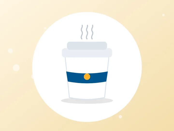 Illustrated takeaway coffee cup representing the coffee menu