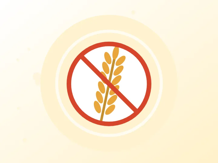 Illustrated wheat ear crossed out to represent gluten free
