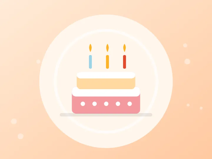 Illustrated birthday cake with candles