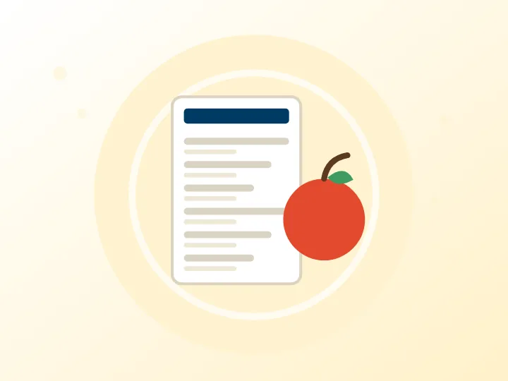 Illustrated nutrition label with an apple