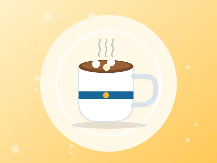 Illustration of a mug of hot chocolate with marshmallows