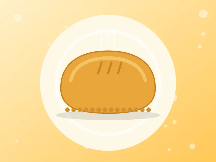 Illustration of a golden savoury bake with crimped edges