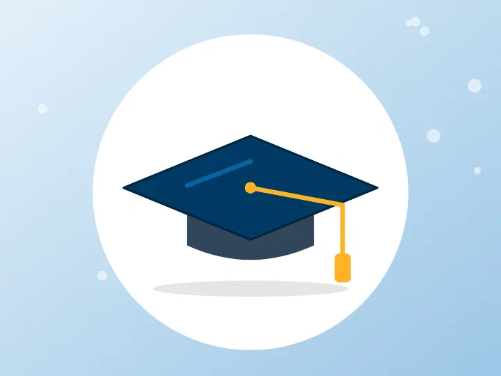 Illustrated graduation cap representing student discounts