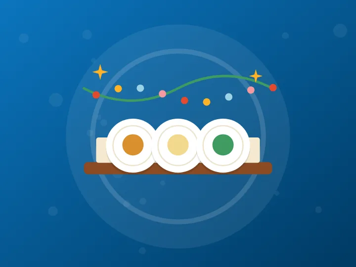 Illustration of festive lights and decorations for holiday hours