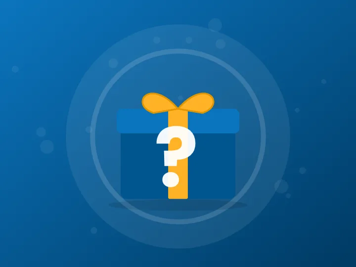 Illustrated mystery gift box with a question mark for the secret menu