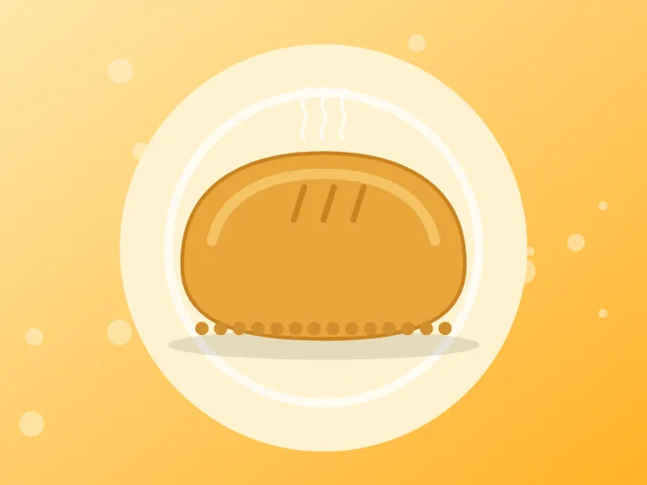 Illustration of a golden steak bake
